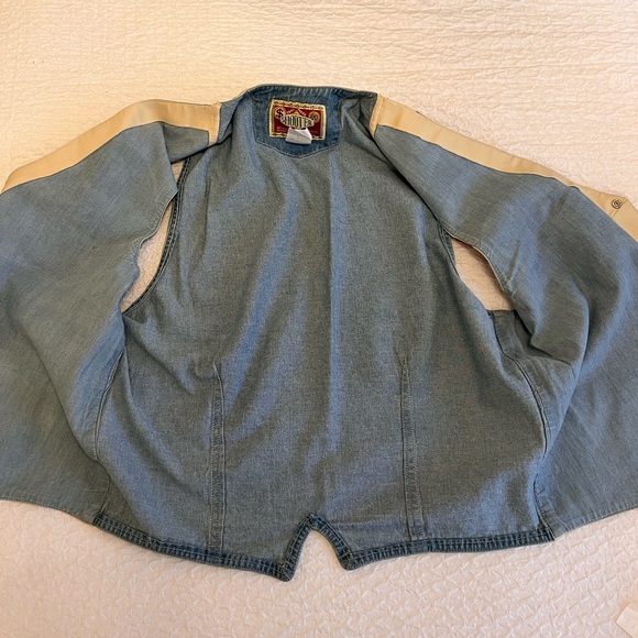 Vintage USA Jean & Leather Vest – Size XL | Statue of Liberty & Stars Design - Picture 5 of 9